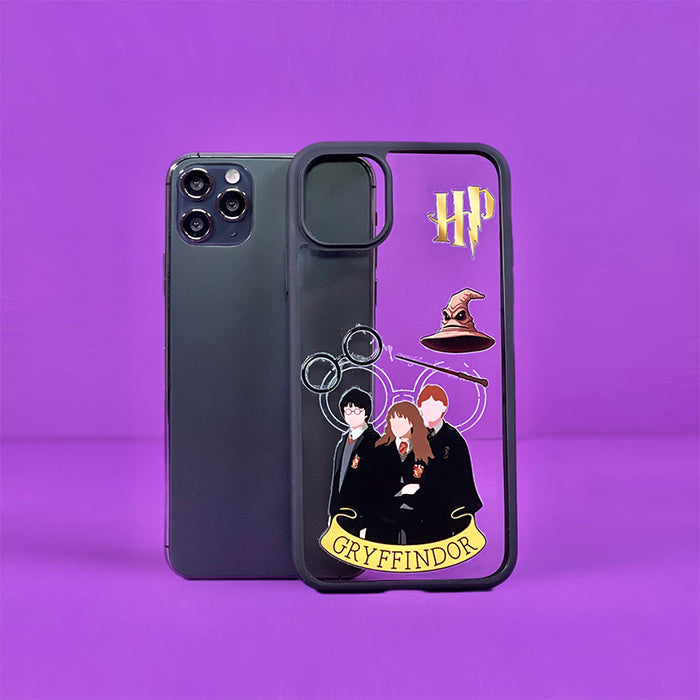 Harry Potter Magic Mask 3D Phone Case with raised Harry, Ron and Hermione and Gryffindor banner