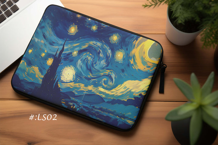 Starry Night laptop sleeve 13 - 17 inch water‑repelant bunny store van gough