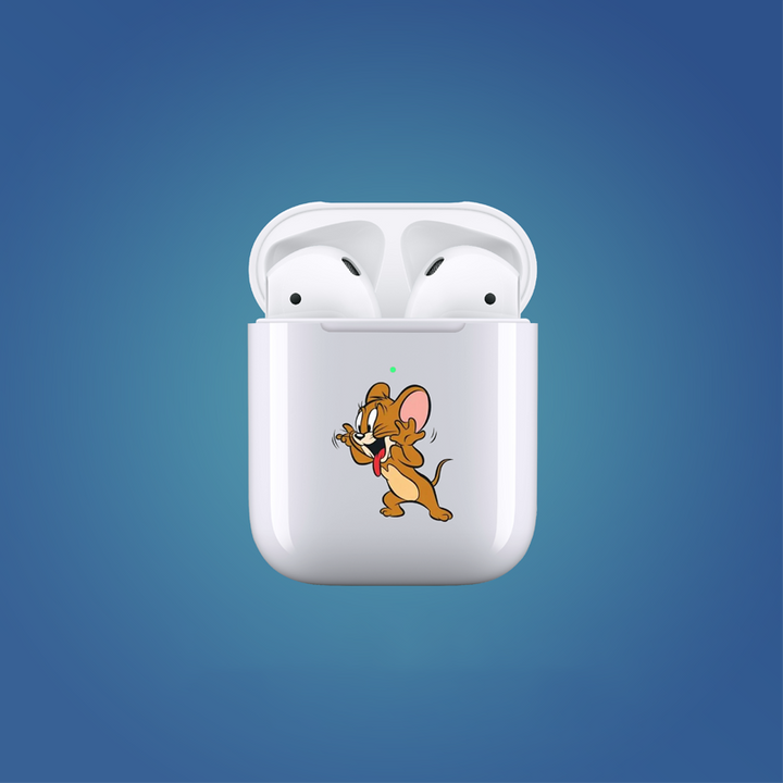airpods clear case , with jerry the mouse , from tom and jerry cartoon , by bunny store