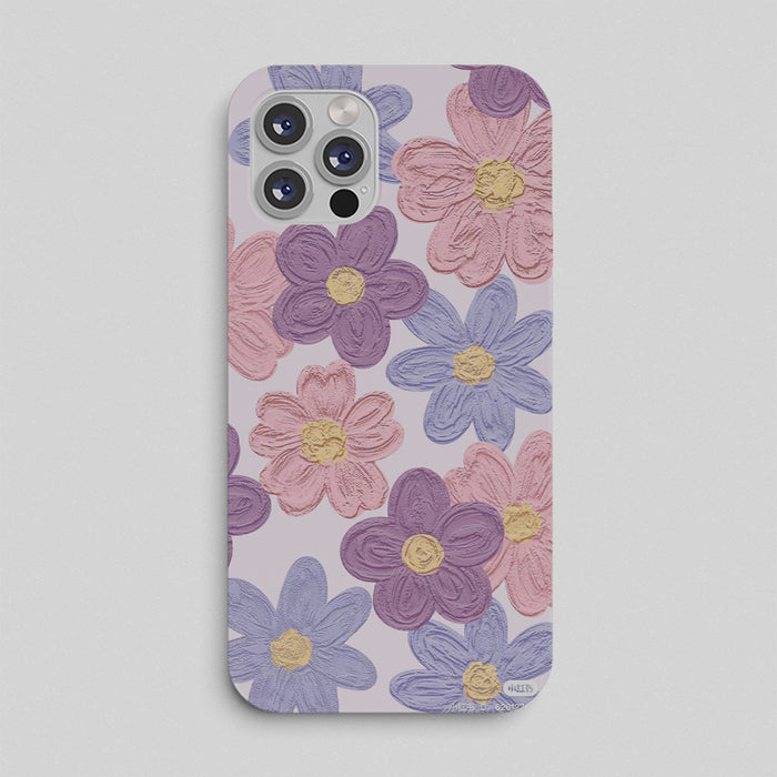 Pastel Doodle Flowers Phone Case with lilac, pink and purple painted flowers