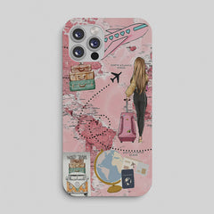 Pink Travel Map Phone Case