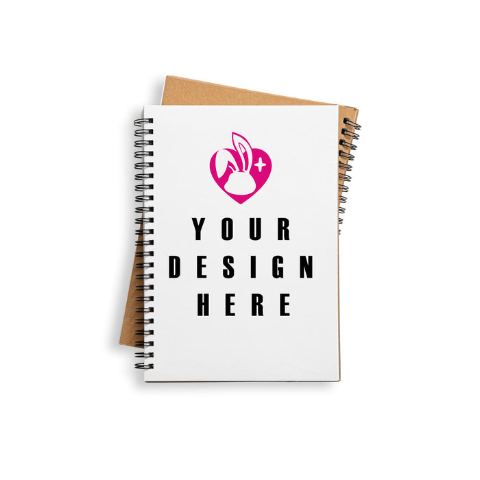 Custom Hardcover Notebook with a white "Your design here" cover ready for your photo or art