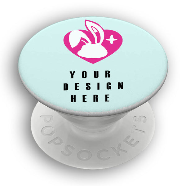 PopSocket with customizable design area on a light blue background