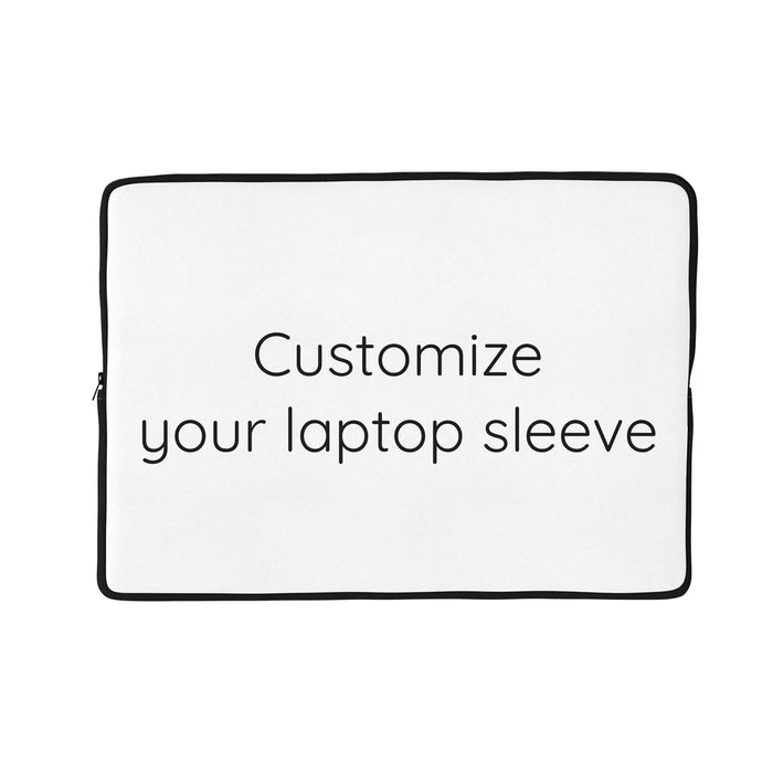 Custom Sleeve, white laptop sleeve with black zipper trim ready for your own design