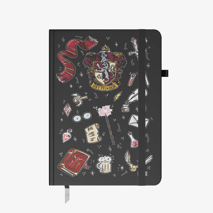 Notebook with Harry Potter-themed design on a white background